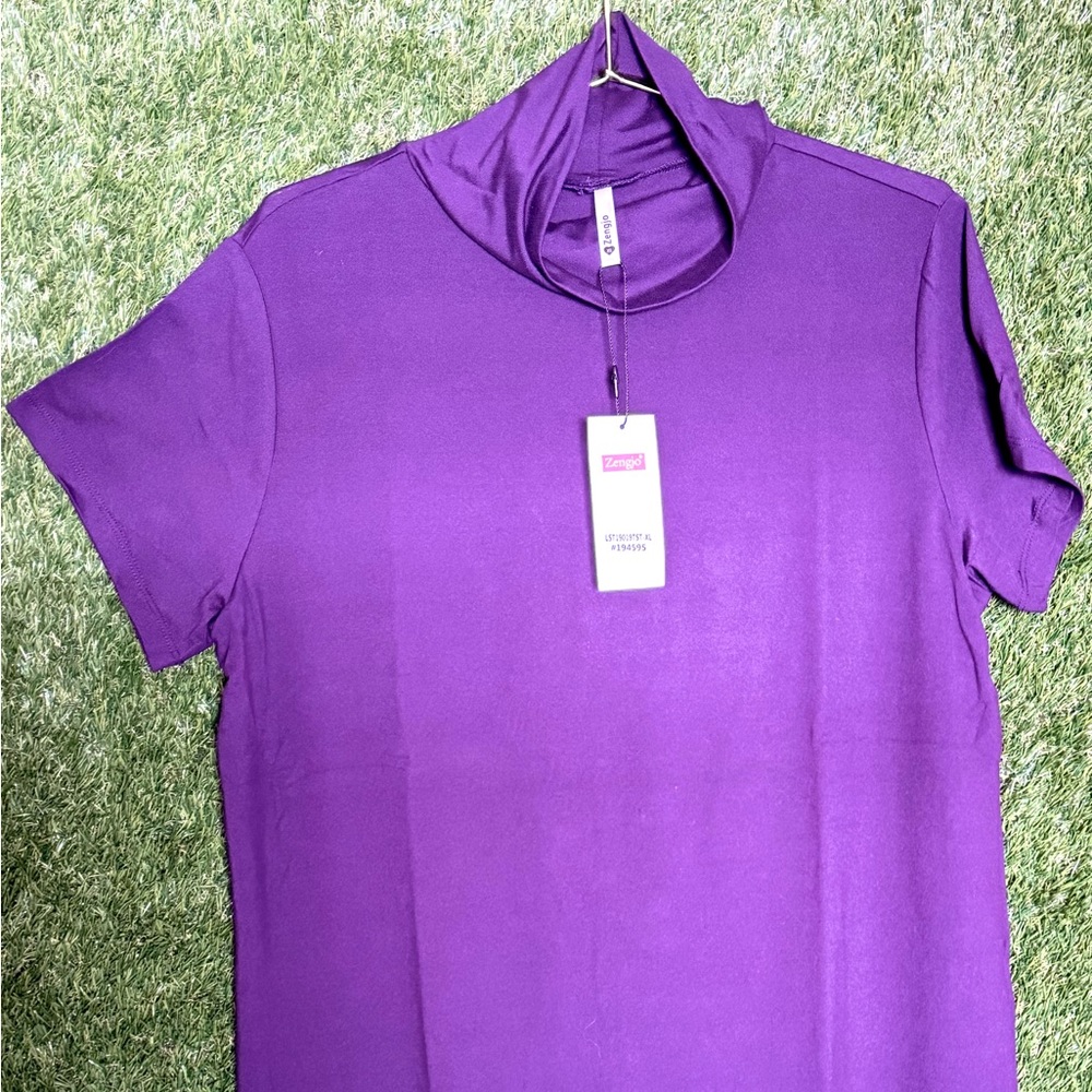 Zengjo Mock Turtleneck Short Sleeve SZ XL womens NWT
